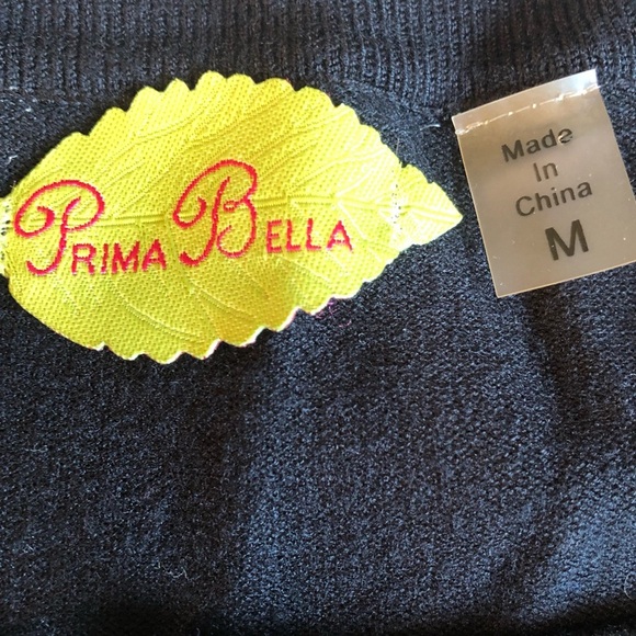 Prima Bella Elegant Black and Gold Studded Women's Fine Gage Sweater Size M - Picture 7 of 8